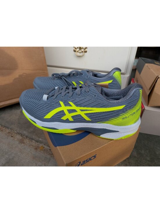 ASICS Solution Speed FF 2 Steel Blue Hazard Green Men Size 8.5 NIB